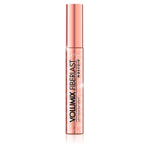 Eveline Cosmetics Volumix Fiberlast Mascara - Verlängernde & Voluminisierende Wimperntusche mit Einzigartiger Silikonbürste für Atemberaubende Wimpern | Roségold Verpackung | 10ml von EVELINE COSMETICS