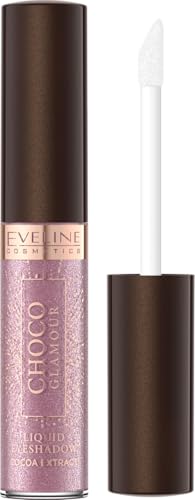 Eveline Liquid Eye Shadow Choco Glamour wasserfest, Augen-Make-up Finish: glänzend oder matt, Base & Eyeshadow, Flüssiger Lidschatten mit Kakao-Extrakt, 1 x 6,5 ml 04 Rosa von Eveline Cosmetics