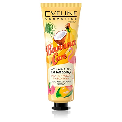 Eveline Cosmetics Banana Care Glättender Handbalsam - Nährende Bananencreme mit Mango-, Zitronen- & Passionsfruchtextrakten für trockene Hände, 50ml von EVELINE COSMETICS