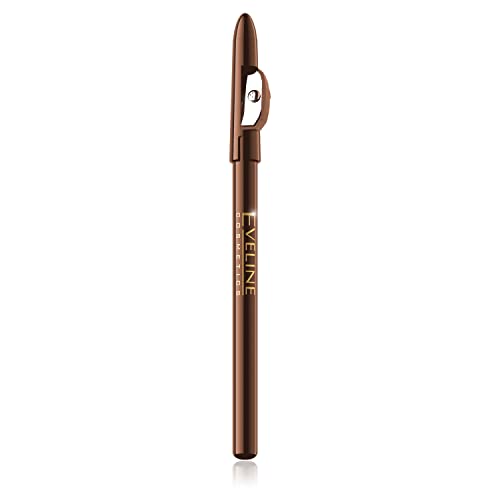 Eveline Cosmetics Brauner Eyeliner-Stift mit integriertem Anspitzer - Ultra-weiche Textur für einfache Anwendung und perfekte Linien von EVELINE COSMETICS