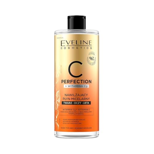Eveline Cosmetics C-Perfection Hydratisierendes Mizellenwasser - Effektiver Entferner für wasserfestes Make-up mit Vitamin C & Hyaluronsäure, 500ml von EVELINE COSMETICS