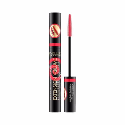 Eveline Cosmetics Extension Volume Mascara False Definition 4D - Intensives Schwarz, Volumenverstärkende Formel mit BOLD & FLEXY Bürste von EVELINE COSMETICS