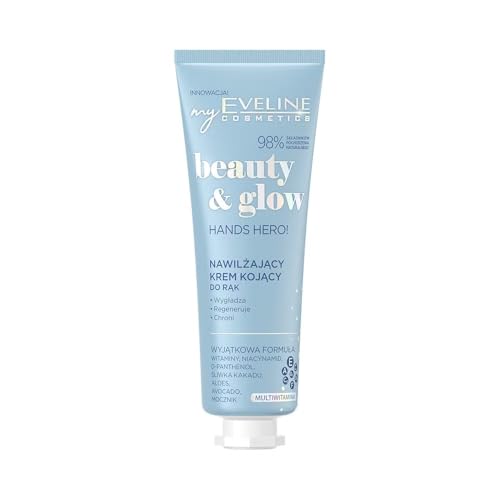 Eveline Cosmetics Beauty & Glow Nährende Handcreme - Feuchtigkeitsspendende und beruhigende Formel mit Multivitamin-Komplex, Aloe, Avocado und Kakadu-Pflaume für weiche und geschmeidige Hände, 50 ML von EVELINE COSMETICS