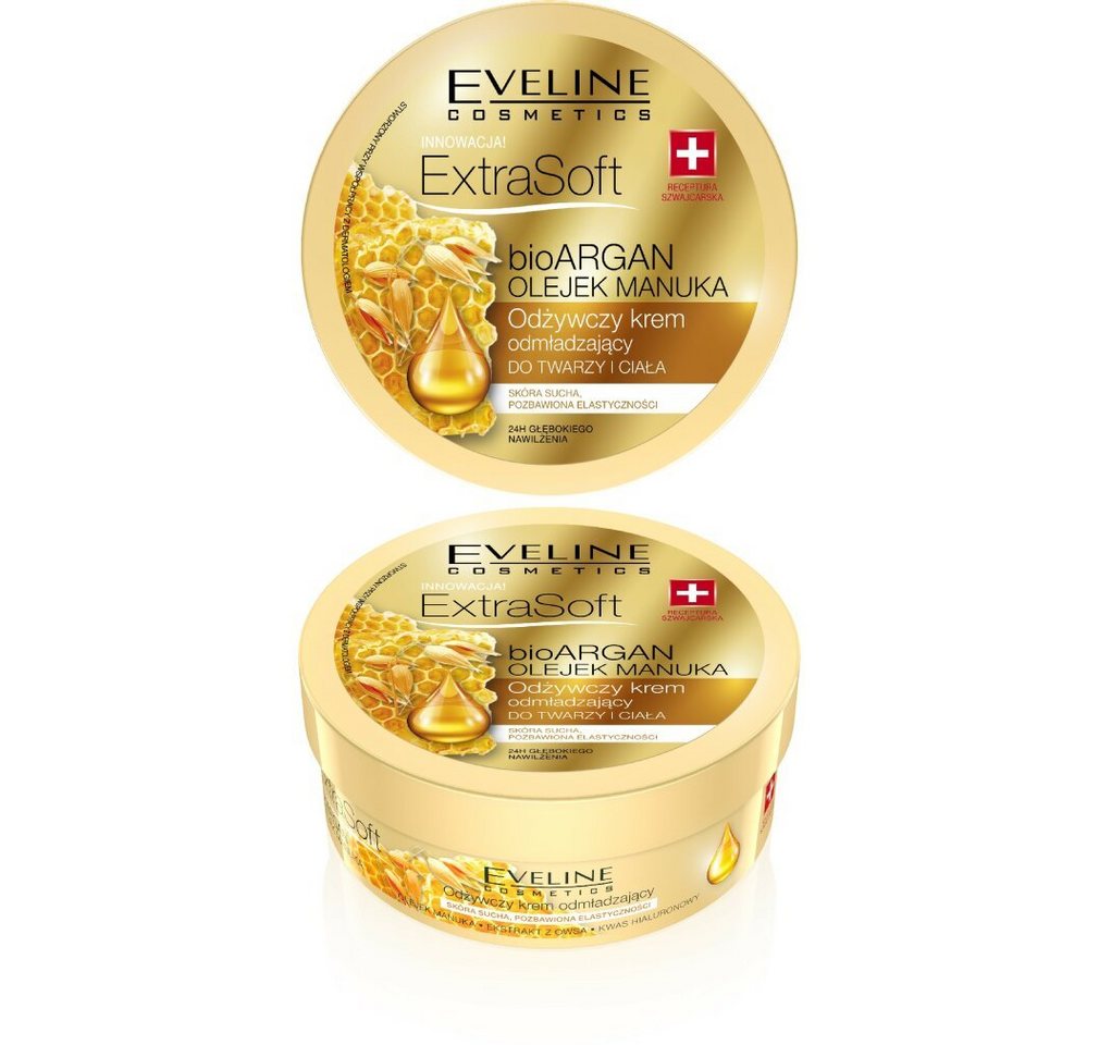 Eveline Cosmetics Körperpflegemittel Extra Soft Bio Argan Nourishing Face and Body Cream Manuka Oil von Eveline Cosmetics