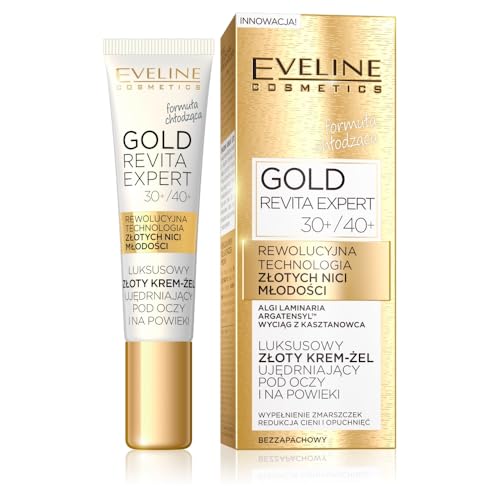 Eveline Cosmetics Luxus Gold Straffendes Augen- und Lidcreme-Gel - Gold Revita Expert mit Hyaluronsäure, Blaukollagen, Seidenproteinen & Damaszener Rosenöl - 15ml von EVELINE COSMETICS
