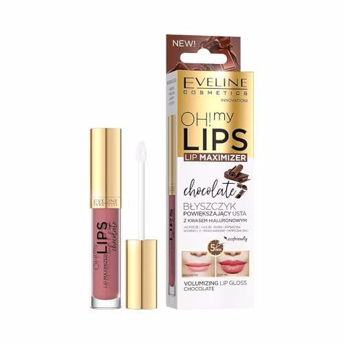 Eveline Cosmetics Oh! My Lips Volumizing Lip Gloss mit Chili-Extrakt und Hyaluronsäure für vollere, hydratisierte Lippen - Schokoladenduft von EVELINE COSMETICS