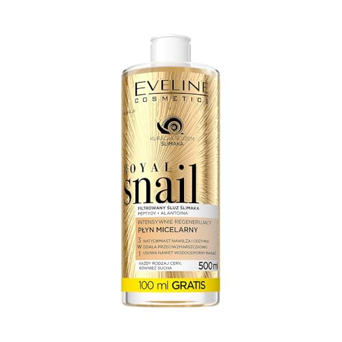 Eveline Cosmetics Royal Snail Mizellenwasser - Intensiver Regenerierender Make-up-Entferner mit Schneckenschleim, Peptiden & Allantoin für Feuchtigkeit und Anti-Aging - 500 ml von EVELINE COSMETICS