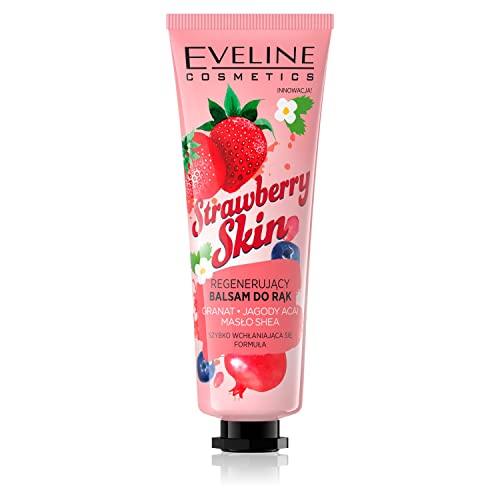 Eveline Cosmetics Strawberry Skin Handbalsam - Tiefenregenerierend, Feuchtigkeitsspendend & Schnell Einziehend mit Antioxidantien Acai & Granatapfel - 50ml von EVELINE COSMETICS