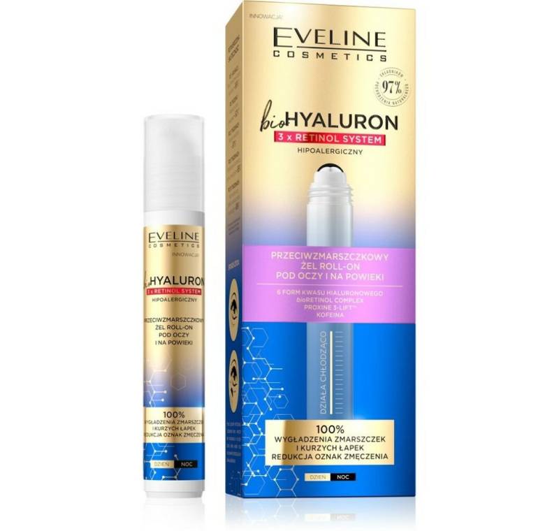 Eveline Cosmetics Tagescreme bioHYALURON 3xRetinol System Anti-Falten Roll Augenlidgel 15ml von Eveline Cosmetics
