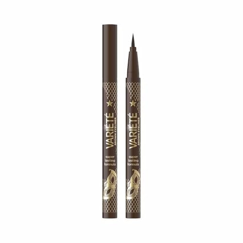 Eveline Cosmetics Variété Vegan Eyeliner Pen - Intensives Braun, Langanhaltend, Wasserfest, 100% Vegan, Präzisions-Applikator von EVELINE COSMETICS