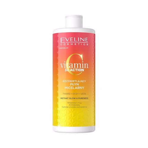 Eveline Cosmetics Vitamin C 3x Action Illuminierendes Mizellenwasser mit Vitamin C & Orangenblütenhydrolat, 500ml - Belebender Make-up Entferner, Vegan Eveline Cosmetics Vitamin C 3x Action Illuminierendes Mizellenwasser mit Vitamin C & Orangenblütenhydrolat, 500ml - Belebender Make-up Entferner, Vegan von EVELINE COSMETICS