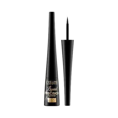 Eveline Cosmetics Eveline Langhaftender Flüssig-Eyeliner - Dermatologisch Getestet, Schwarzes Mattes Finish, Perfekt für Smokey Eyes - 4 ML von EVELINE COSMETICS