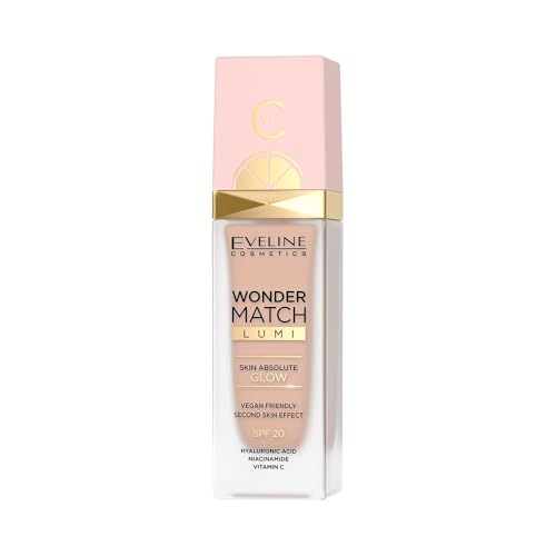 Eveline Cosmetics Wonder Match Luminous Foundation mit Vitamin C & Hyaluronsäure, SPF 20, Vegan, 4 Farbtöne von EVELINE COSMETICS