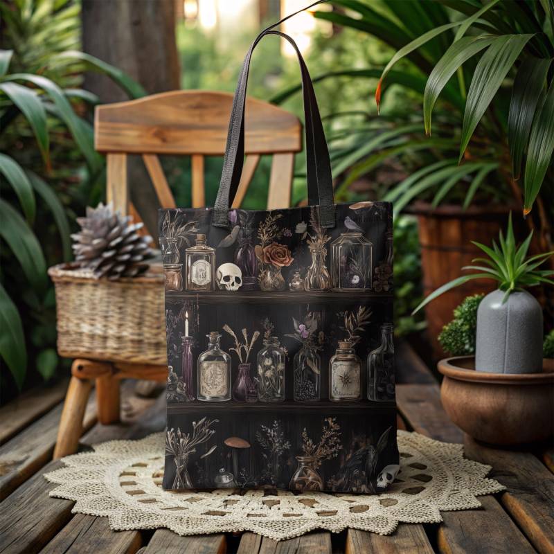 Apothekertasche, Witchy Tote Bag, Geschenk Für Hexe, Dark Academia Tasche, Gothic Whimsigoth Hexerei von EvelinesApparel