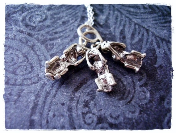 Bewegliche Drei Weise Affen Silberkette - Sterling Silber Anhänger An Einer Kabelkette Oder von EvelynMaeCreations