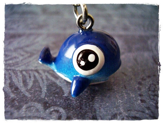Blauwal Halskette - Blau Emaillierter Harz Wal Anhänger An Einer Zarten Edelstahl Kabelkette Oder Nur von EvelynMaeCreations