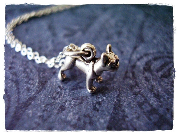 Feine Boston Terrier Halskette - Sterling Silber Anhänger An Einer Zarten Kabelkette Oder von EvelynMaeCreations