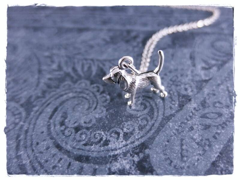 Große Silber Beagle Halskette - Sterling Anhänger An Einer Zarten Kabelkette Oder von EvelynMaeCreations