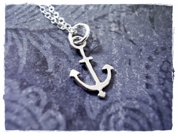 Kleiner Silber Dreizack Anker Halskette - Sterling Anhänger An Einer Zarten Kabelkette Oder von EvelynMaeCreations