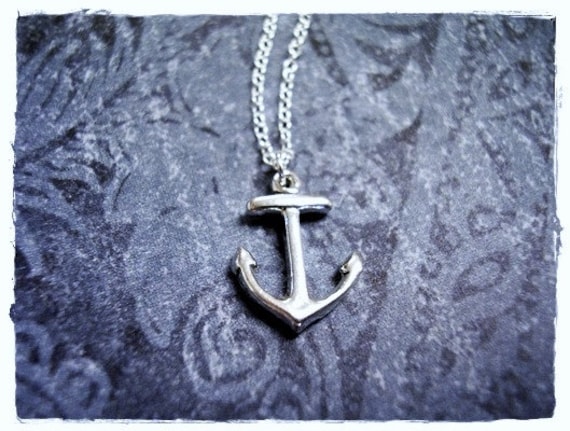 Silber Anker Halskette - Sterling Anhänger An Einer Zarten Kabelkette Oder von EvelynMaeCreations