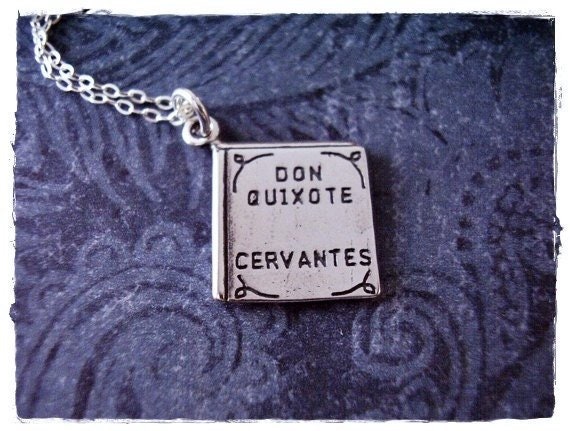 Silber Don Quijote Buch Halskette - Sterling Anhänger An Einer Zarten Kabelkette Oder von EvelynMaeCreations