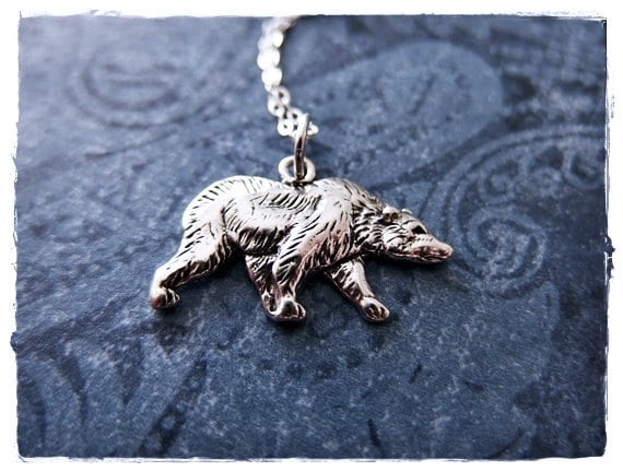 Silber Eisbär Halskette - 925 Sterling Anhänger An Einer Zarten Kabelkette Oder von EvelynMaeCreations