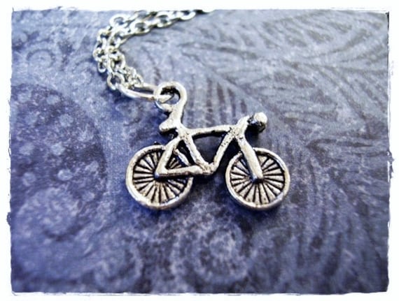 Silber Fahrrad Halskette - Antiker Zinn Anhänger An Einer Zarten Edelstahl-Kabelkette Oder Nur von EvelynMaeCreations