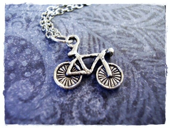 Silber Fahrrad Halskette - Antiker Zinn Anhänger An Einer Zarten Edelstahl-Kabelkette Oder Nur von EvelynMaeCreations
