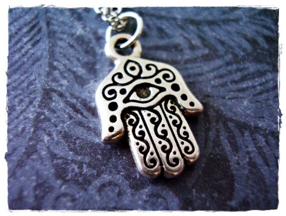 Silber Hamsa Hand Halskette - Zinn Anhänger An Einer Edelstahl-Kabelkette Oder Nur von EvelynMaeCreations