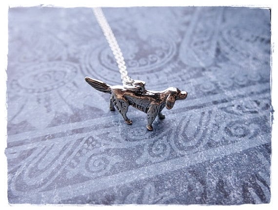 Silber Irish Setter Halskette - Sterling Anhänger An Einer Zarten Kabelkette Oder von EvelynMaeCreations