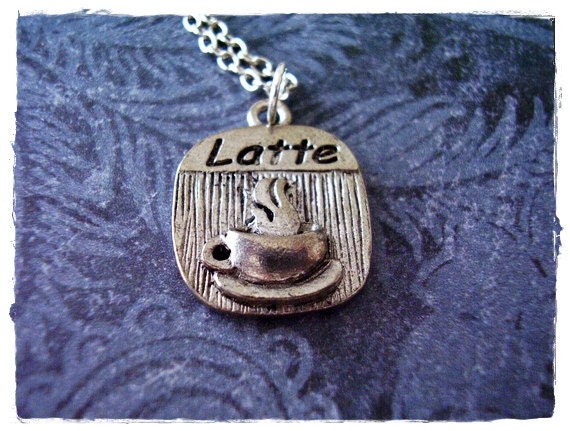 Silber Latte Halskette - Antiker Zinn Anhänger An Einer Zarten Edelstahl-Kabelkette Oder Nur von EvelynMaeCreations