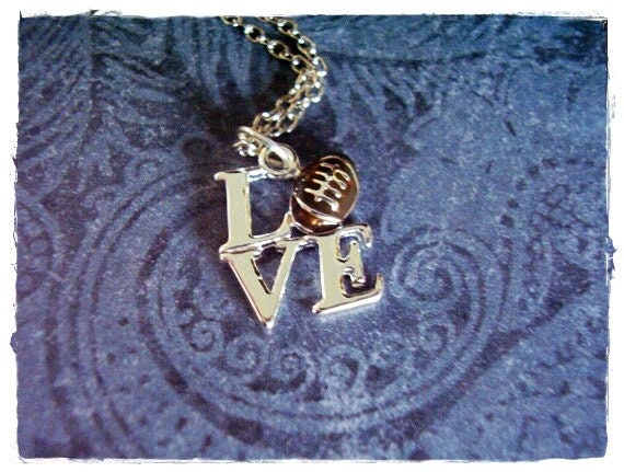 Silber Liebe Fußball Halskette - Braun Emaillierte Charme Auf Einer Zarten Edelstahl Kabelkette Oder Nur Anhänger von EvelynMaeCreations