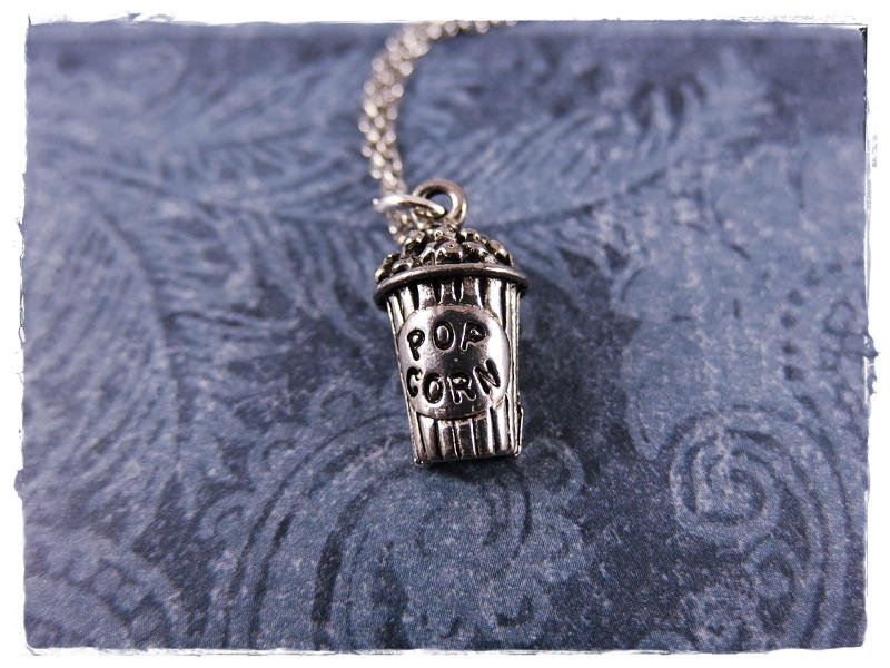 Silber Popcorn Halskette - Antiker Zinn Anhänger An Einer Zarten Edelstahl-Seilkette Oder Nur von EvelynMaeCreations