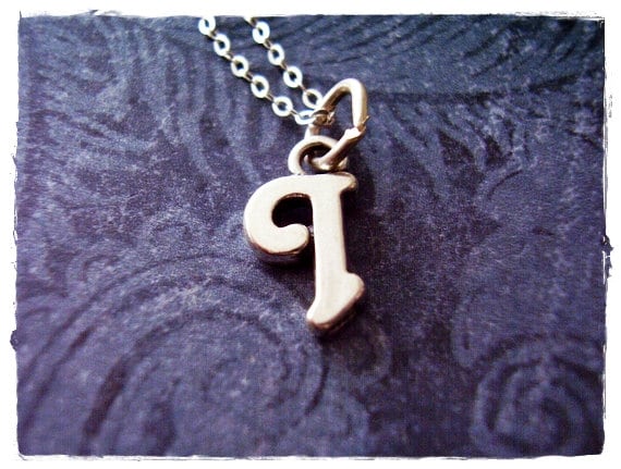 Silber Schreibschrift I Initial Halskette - Sterling Anhänger An Einer Zarten Kabelkette Oder von EvelynMaeCreations