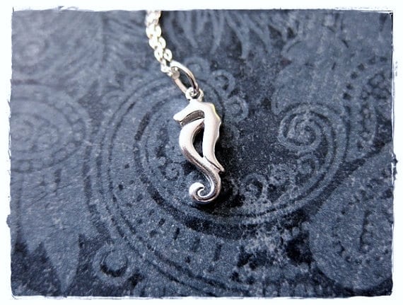 Silber Seepferd Halskette - Sterling Charm An Einer Zarten Kabelkette Oder Anhänger von EvelynMaeCreations