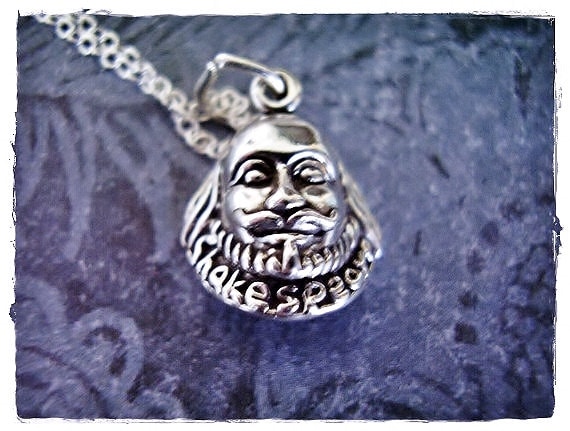 Silber Shakespeare Halskette - Sterling Büste Charme Auf Einer Zarten Kabelkette Oder Nur von EvelynMaeCreations