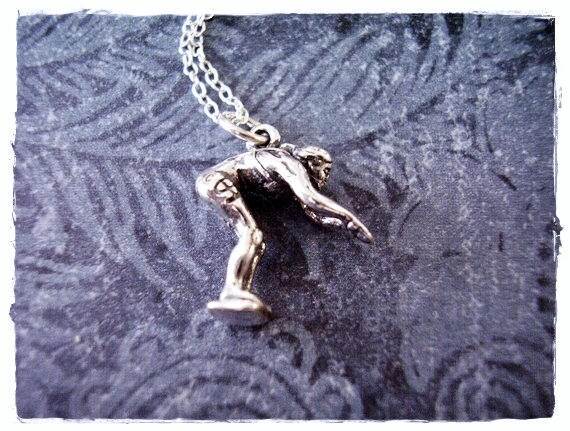 Silber Taucher Halskette - 925 Sterling Anhänger An Einer Zarten Kabelkette Oder von EvelynMaeCreations