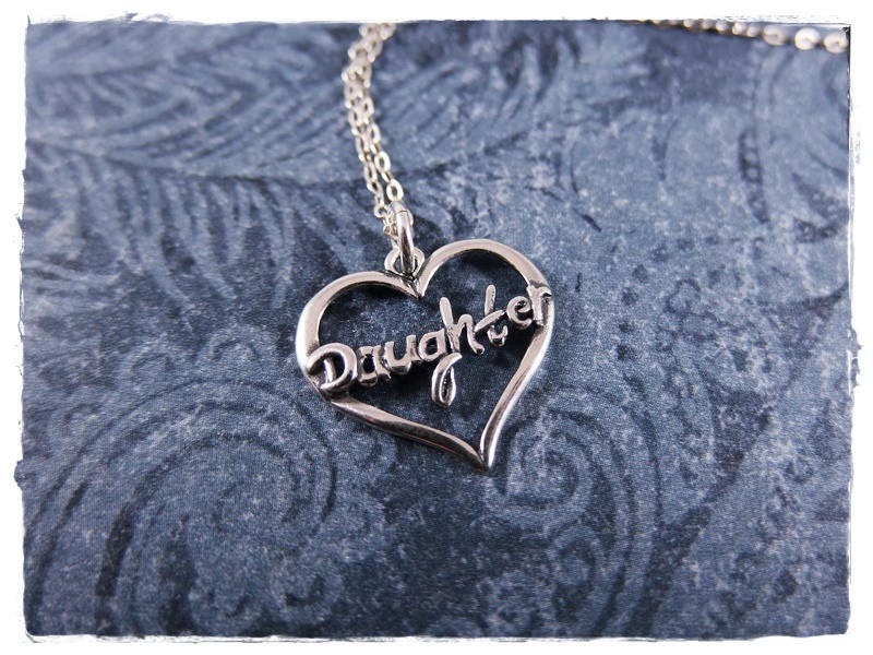 Silber Tochter Halskette - 925 Sterling Offener Herz Anhänger An Einer Zarten Kabelkette Oder von EvelynMaeCreations