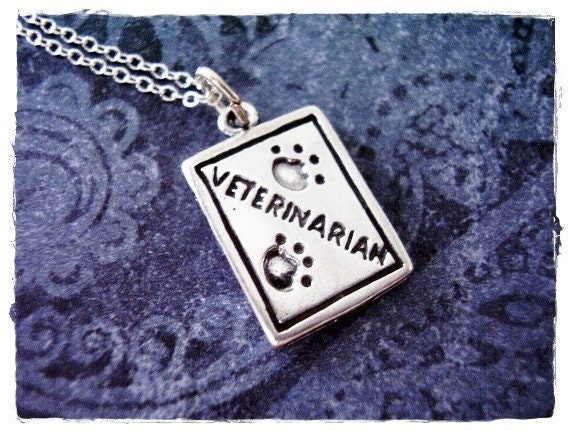 Silber Veterinary Lehrbuch Halskette - 925 Sterling Vet Book Charm Auf Einer Zarten Kabelkette Oder Anhänger von EvelynMaeCreations