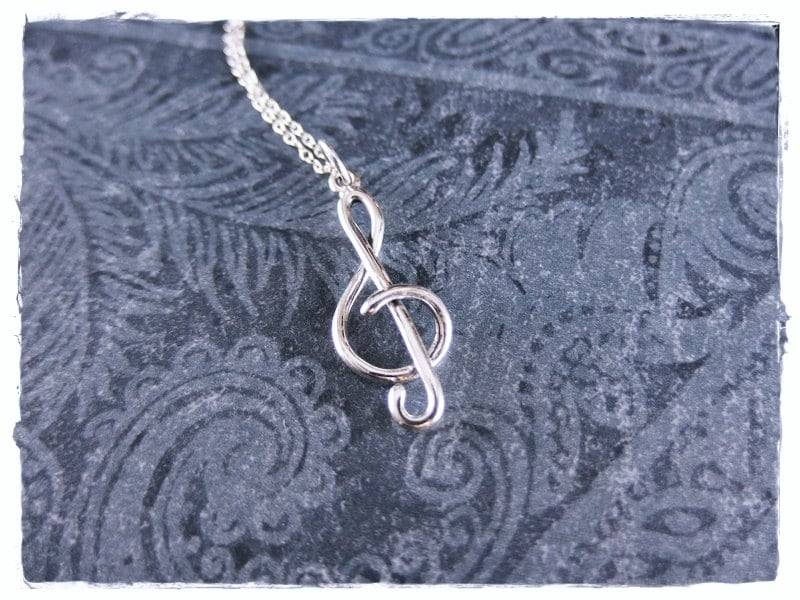 Silberdraht Violinschlüssel Halskette - Sterling Silber Anhänger An Einer Feinen Kabel Kette Oder von EvelynMaeCreations