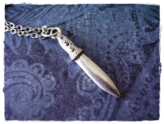 Silberne Messer-Halskette - Antiker Zinn-Messer-Anhänger An Einer Zarten Edelstahl-Seilkette Oder Nur Anhänger von EvelynMaeCreations