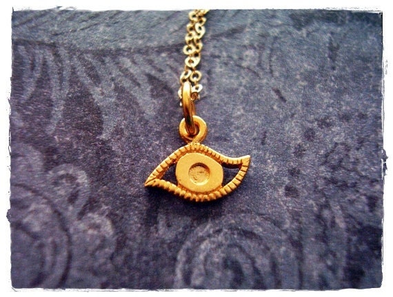 Winzige Gold Evil Eye Halskette - Winziger Matt 24Kt Vergoldet Charm An Einer Zarten 14Kt Filled Kette Oder von EvelynMaeCreations