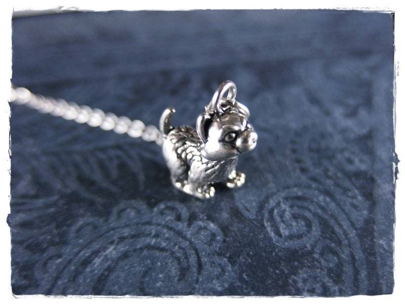 sterling Silber Kätzchen Halskette - Anhänger An Einer Zarten Kabelkette Oder von EvelynMaeCreations
