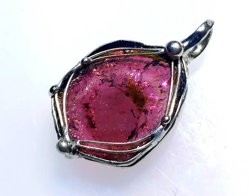 Traumstück Wassermelonen-Turmalin-Anhänger - Große, Edle Kristalline Turmalin-Scheibe -Intensive Farbe Mit Tollem Glimmer Unikat von EvelyneGOLDSTEIN