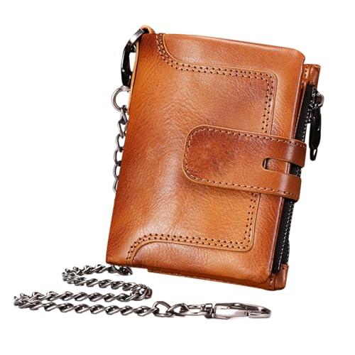Evember Geldbörse aus Rindsleder für Herren – Retro-Rindsledergeldbörse | Anti-Diebstahl-Reißverschluss, Schnallenverschluss, mehrere Kartenfächer, gelb, Refer to description, Uni von Evember