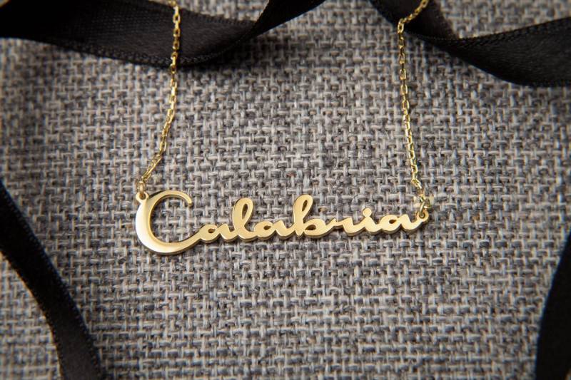 Personalisierte Schreibschrift Sterling Silber Halskette Personalisierte Schreibschrift Sterling Silber Halskette von EvenAndEven