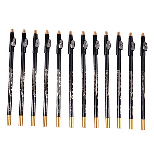 Evenden 12 x schwarze Stifte für Lippen, Eyeliner und Augenbrauen + Make-up-Spitzer von Evenden