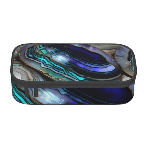 Abalone Federmäppchen mit Perlmutt-Druck, tragbares Design, Reise-Make-up-Tasche, Geldbörse, Schwarz , Einheitsgröße, Kosmetiktasche von Evengigy