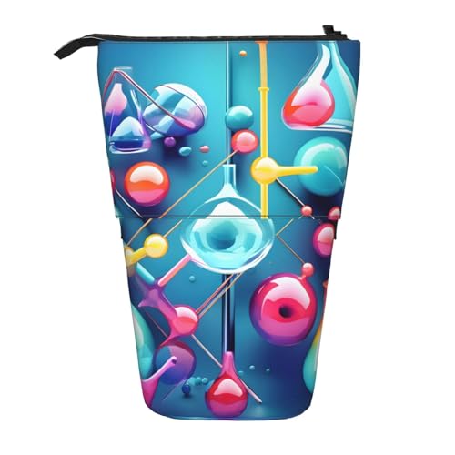 Evengigy Abstrakte Wissenschaft Chemie Illustration 3D Druck Niedliches Federmäppchen mit Reißverschluss Verstellbarer Ständer Stifthalter Lustige Make-up-Tasche von Evengigy