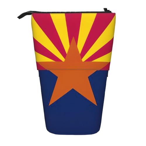 Evengigy Arizona Staatsflaggen-Druck, niedliches Federmäppchen mit Reißverschluss, verstellbarer Ständer, Stifthalter, lustige Make-up-Tasche, Schwarz , Einheitsgröße, Taschen-Organizer von Evengigy